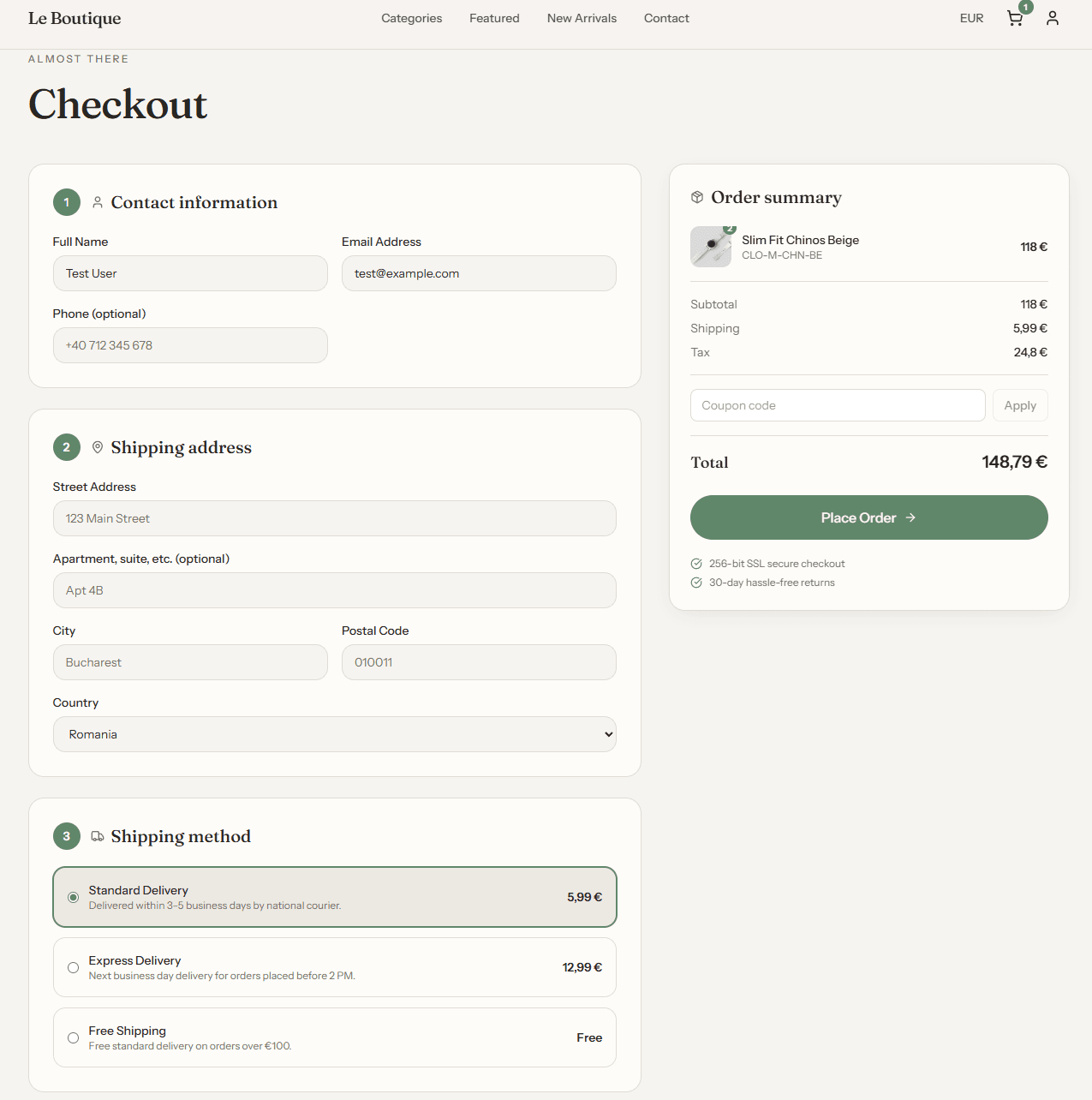 Flux de checkout cu Stripe